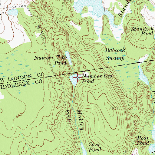 Topographic Map of Number One Pond, CT