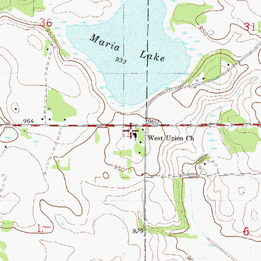 Topographic Map of West Union Lutheran Church Cemetary, MN