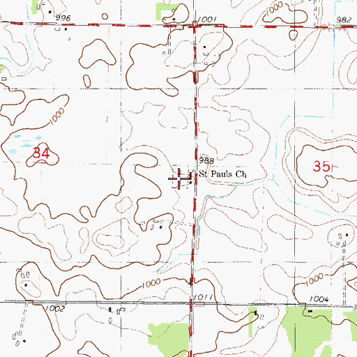 Topographic Map of Saint Paul's Evangelical Reformed Church Cemetery, MN