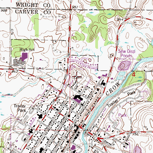 Topographic Map of Saint Paul's Catholic Cemetery, MN