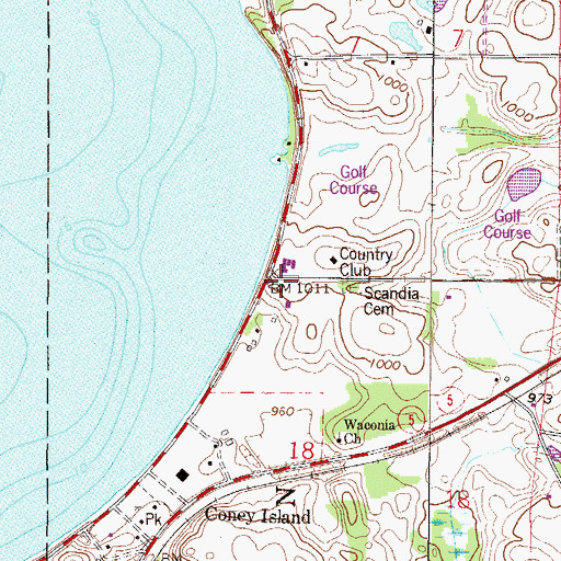 Topographic Map of Scandia Post Office (historical), MN