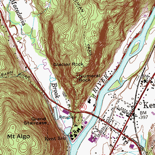 Topographic Map of Numeral Rock, CT