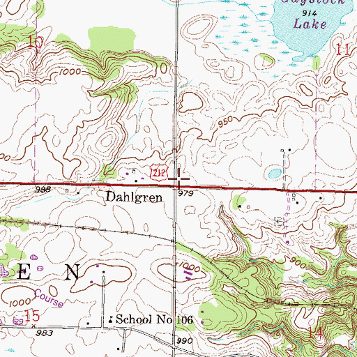 Topographic Map of Dahlgren Post Office (historical), MN