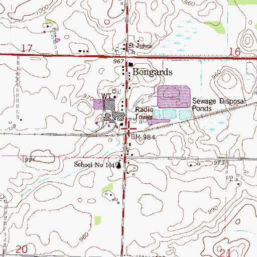 Topographic Map of Bongards Post Office (historical), MN