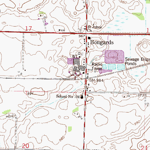 Topographic Map of Bongards, MN