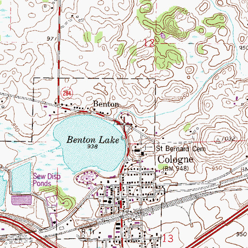 Topographic Map of Benton Post Office (historical), MN