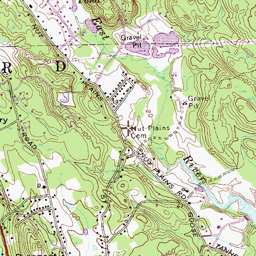 Topographic Map of Nut Plains Cemetery, CT