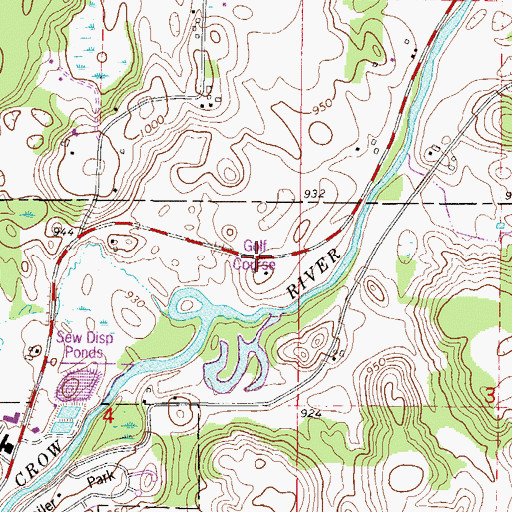 Topographic Map of Rivers Edge Country Club, MN
