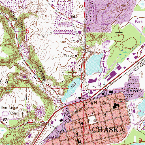 Topographic Map of Mount Pleasant Cemetery, MN