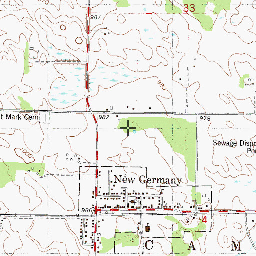 Topographic Map of New Germany, MN