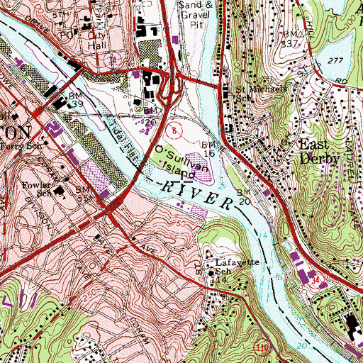 Topographic Map of O' Sullivan Island, CT