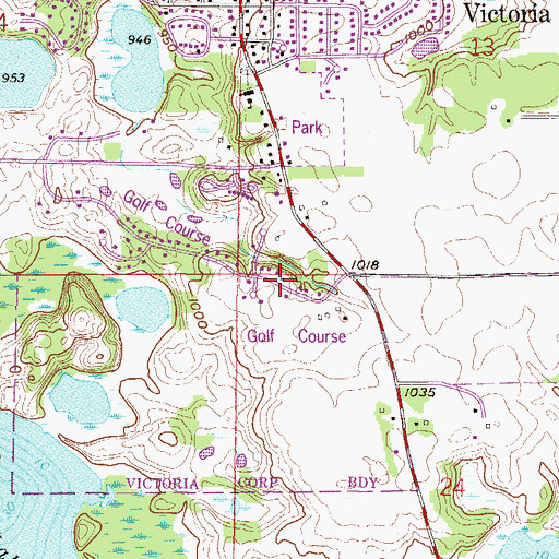 Topographic Map of Deer Run Golf Club, MN