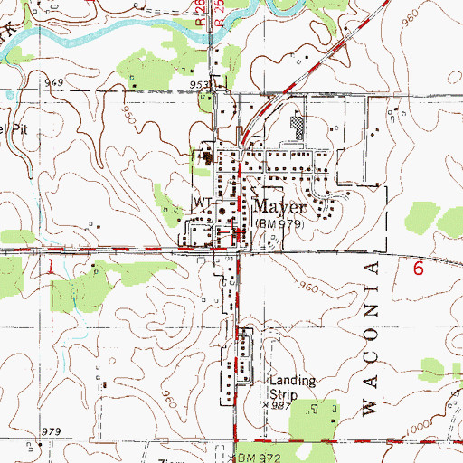 Topographic Map of Mayer Post Office, MN
