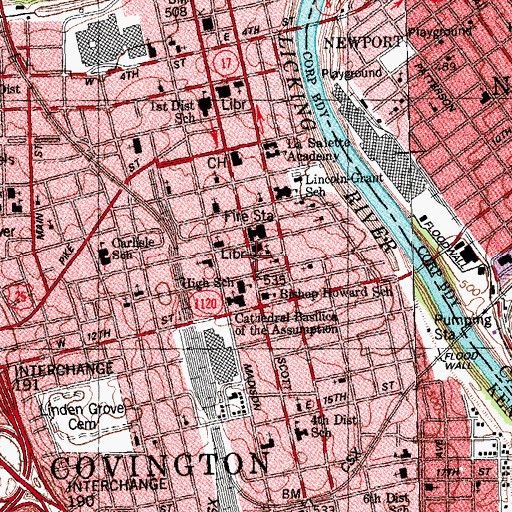 Topographic Map of Temple of Israel Synagogue, KY