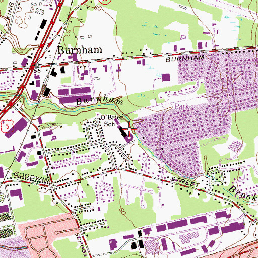 Topographic Map of Robert J O'Brien School, CT