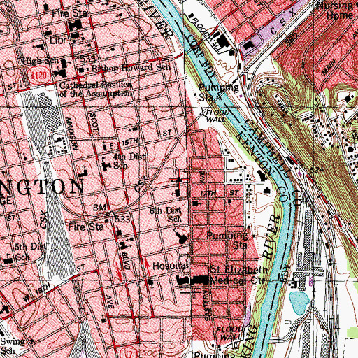 Topographic Map of Saint Benedict School, KY
