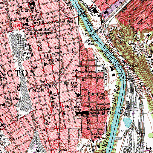 Topographic Map of Saint Benedict's Roman Catholic Church, KY