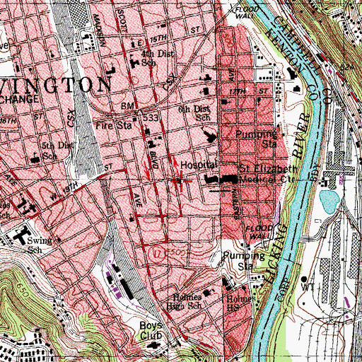 Topographic Map of Immanuel Baptist Church, KY