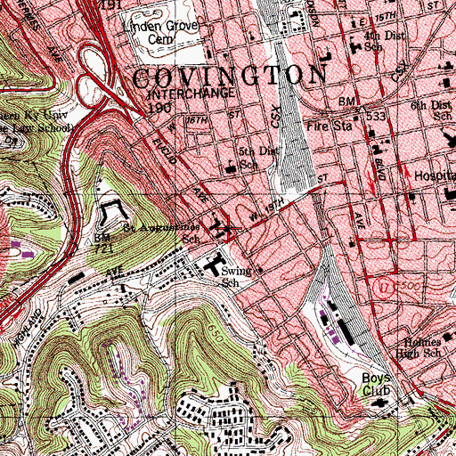 Topographic Map of Saint Augustine Roman Catholic Church, KY