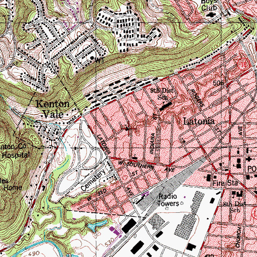 Topographic Map of Ashland Avenue Baptist Church, KY