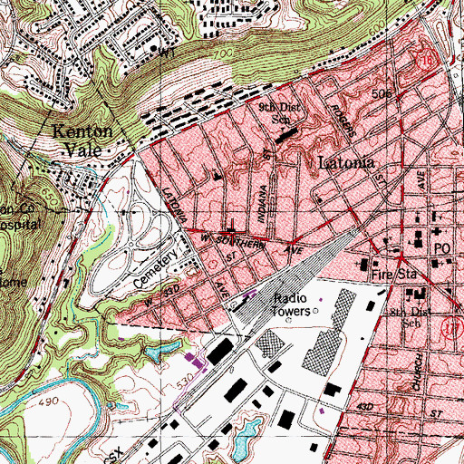 Topographic Map of First Church of God, KY