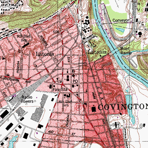 Topographic Map of Holy Cross Roman Catholic Church, KY