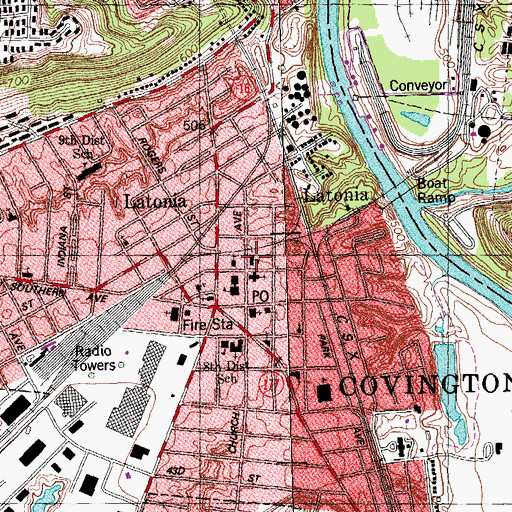 Topographic Map of Holy Cross School, KY