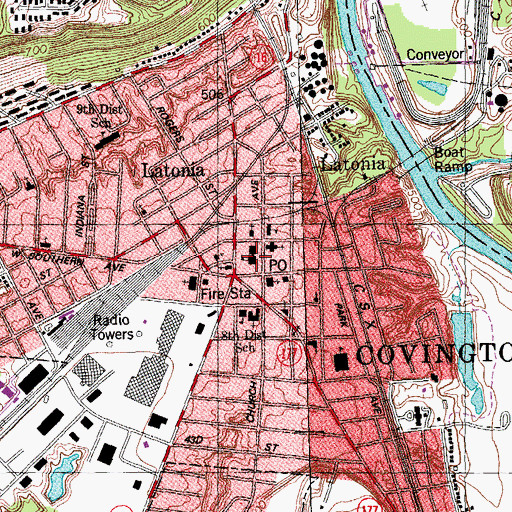 Topographic Map of Holy Cross Parochial High School, KY