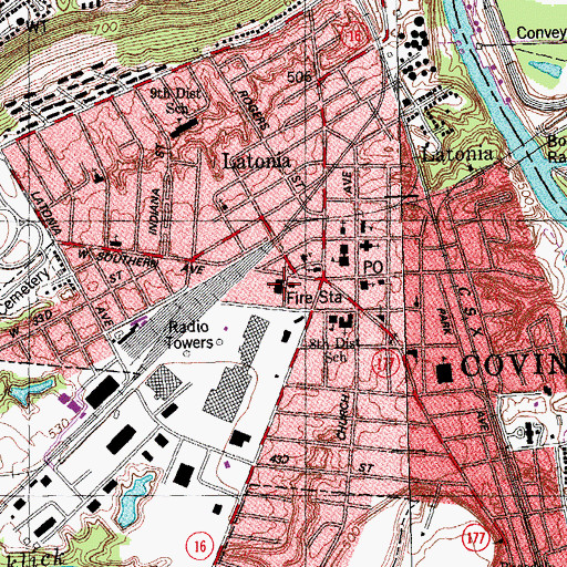 Topographic Map of Calvary Baptist Church, KY