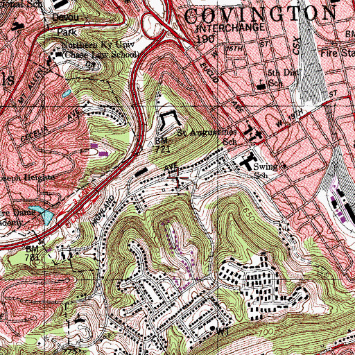 Topographic Map of Highland Avenue Presbyterian Church, KY