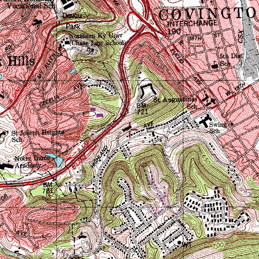 Topographic Map of Ridgeview Nursing Home, KY
