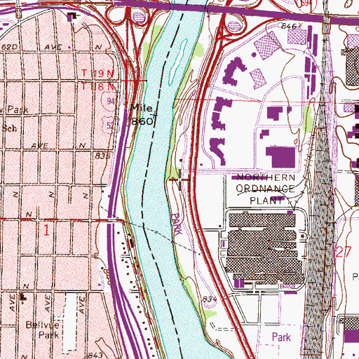 Topographic Map of Riverfront Regional Park, MN