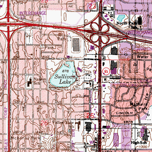 Topographic Map of Sullivan Lake Park, MN
