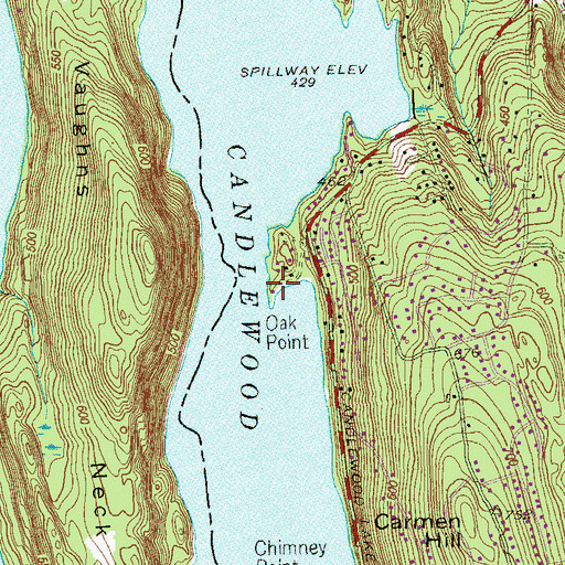 Topographic Map of Oak Point, CT