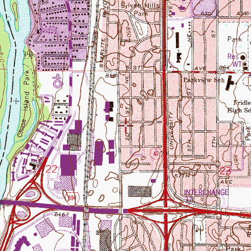 Topographic Map of Skyline Park, MN