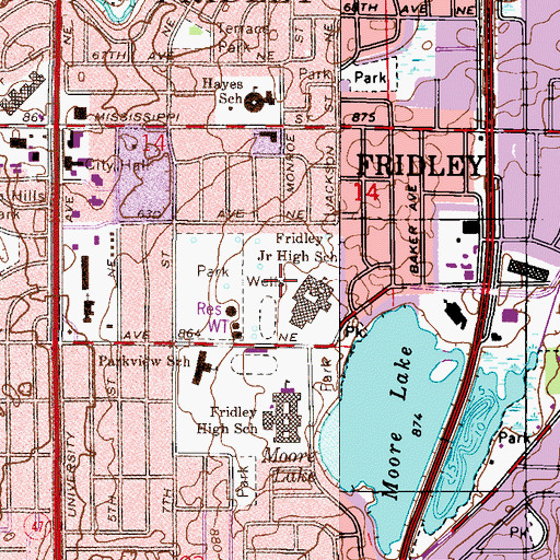 Topographic Map of Commons Park, MN