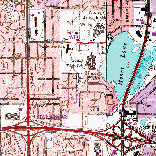 Topographic Map of Little League Fields, MN