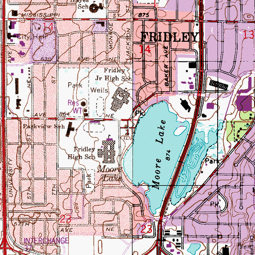 Topographic Map of West Moore Lake Park, MN