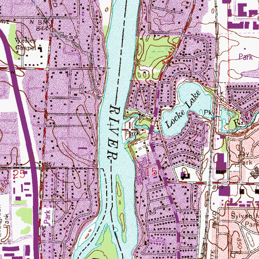 Topographic Map of Menomin Park, MN