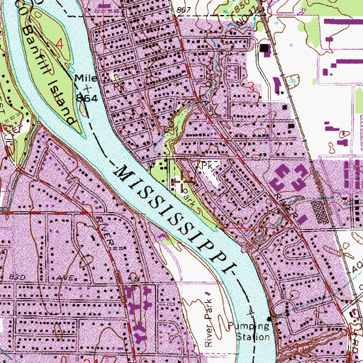 Topographic Map of Riverview Heights Park, MN