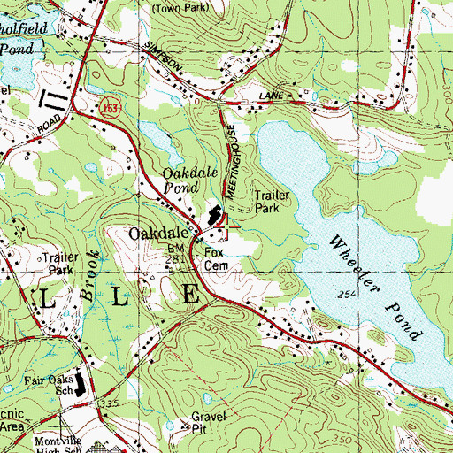 Topographic Map of Oakdale, CT