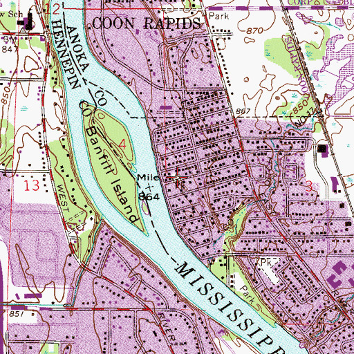 Topographic Map of Glencoe Park, MN