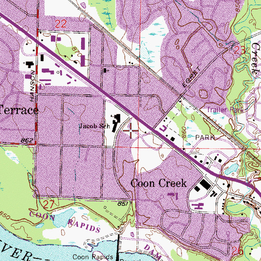 Topographic Map of L O Jacob School Park, MN