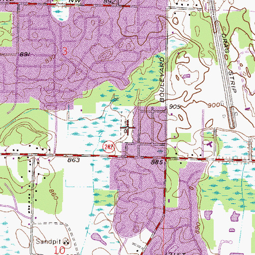 Topographic Map of Woodland Heights Park, MN