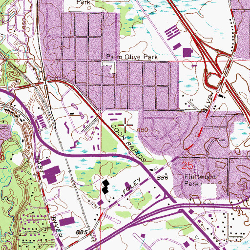 Topographic Map of Parkside Park, MN