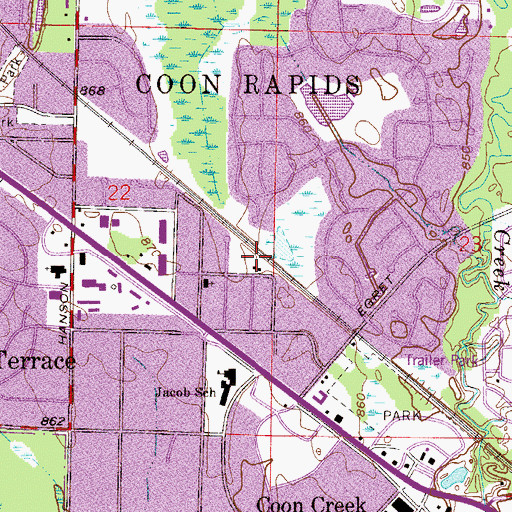 Topographic Map of Trackside Park, MN