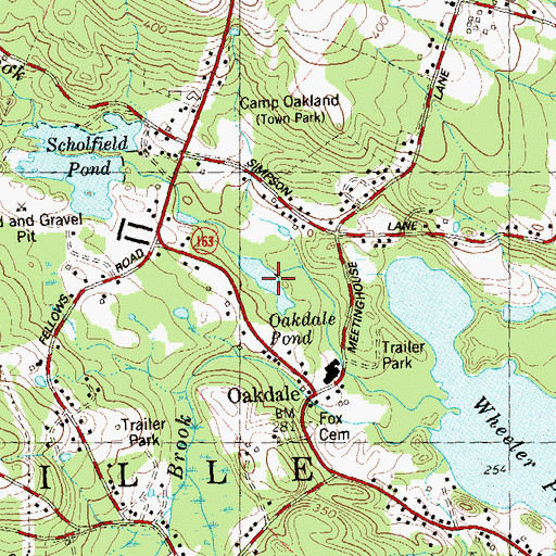 Topographic Map of Oakdale Pond, CT
