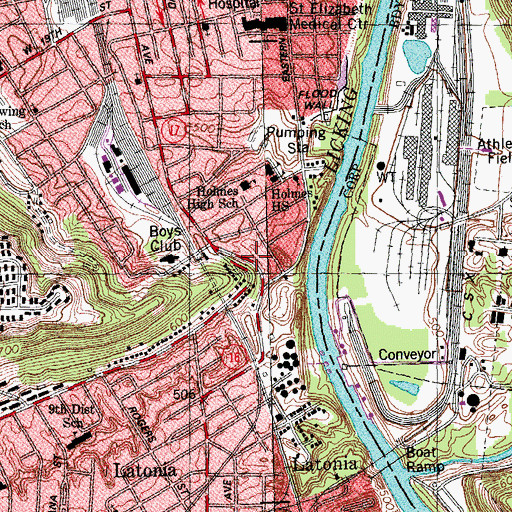Topographic Map of Covington Church of Christ, KY
