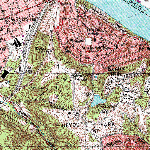 Topographic Map of Covington Protestant Childrens Home, KY