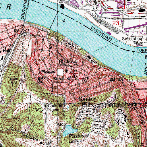 Topographic Map of Saint Ann's Roman Catholic Church, KY